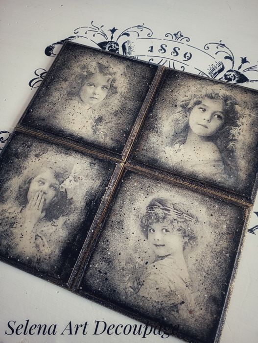Ozdobne podstawki vintage shabby chic decoupage handmade rękodzieło