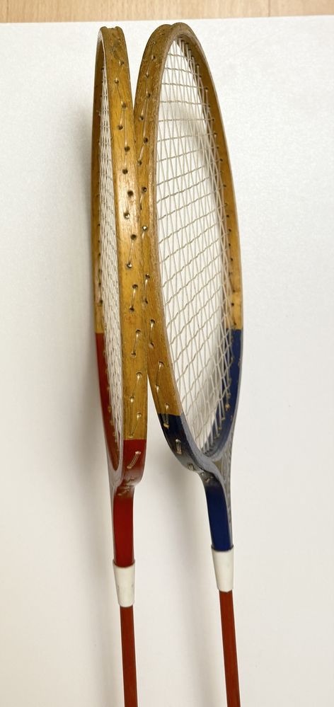 Stare paletki drewniane badminton retro Germina Komet DDR 2 szt.