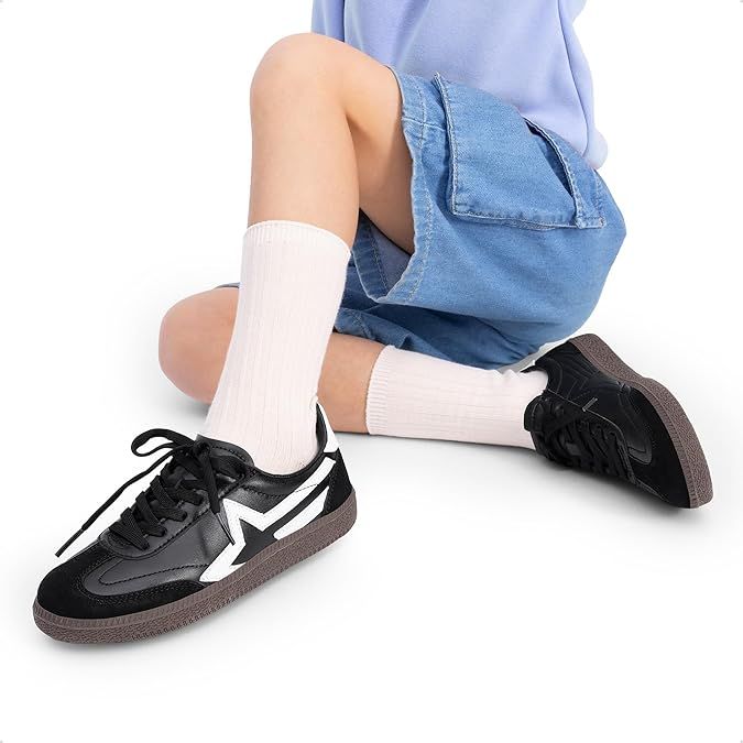 DREAM PAIRS Klasyczne Trampki Retro dla Dzieci - Czarny 36 EU