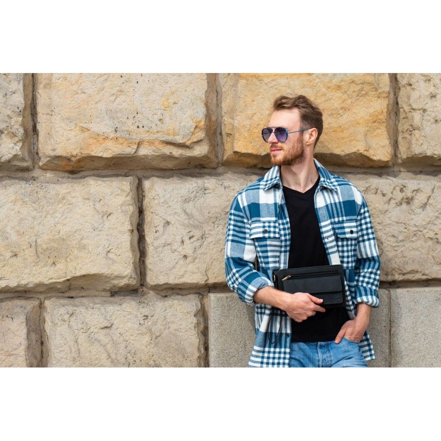 Męska saszetka do ręki vintage ze skóry hunterowej Paolo Peruzzi