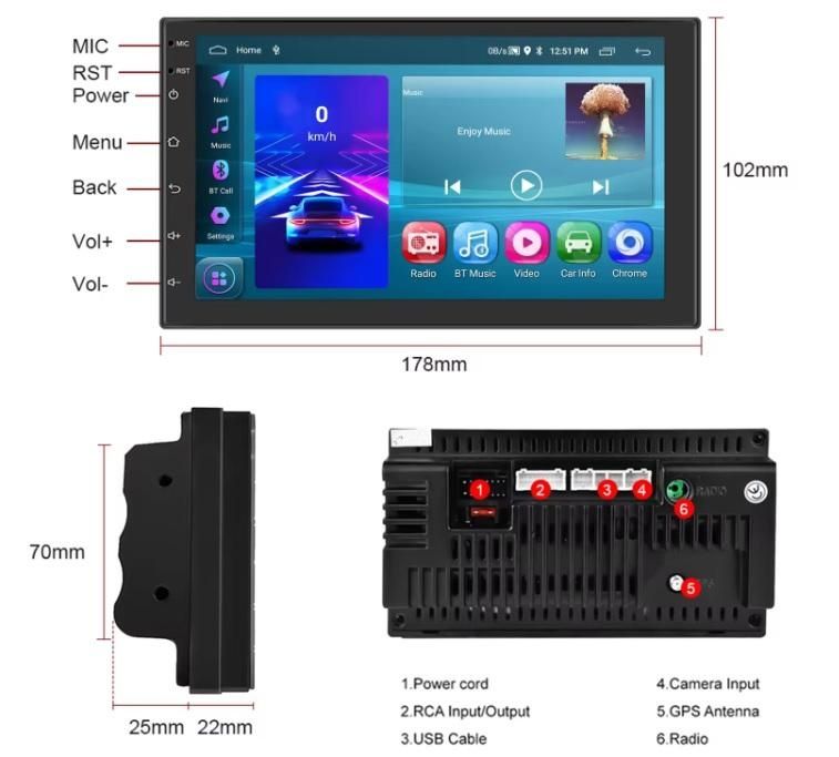 Продам автомагнітолу 7", 2din, IPS,4/64 gb, Android 13, Carplay