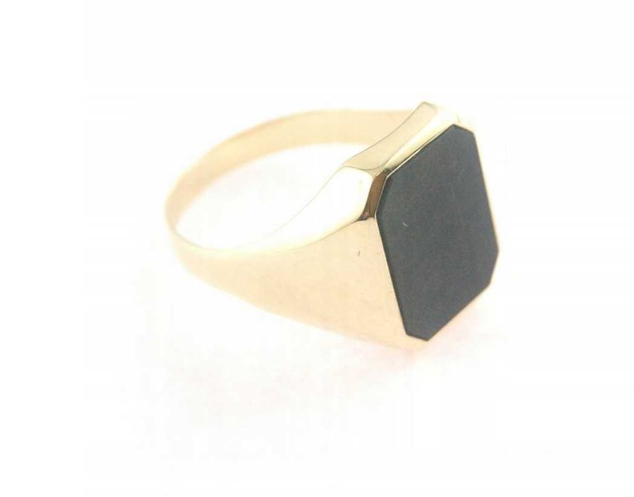 KLASYCZNY Złoty Sygnet Agat ZŁOTO pr.585 r.28 NA PREZENT