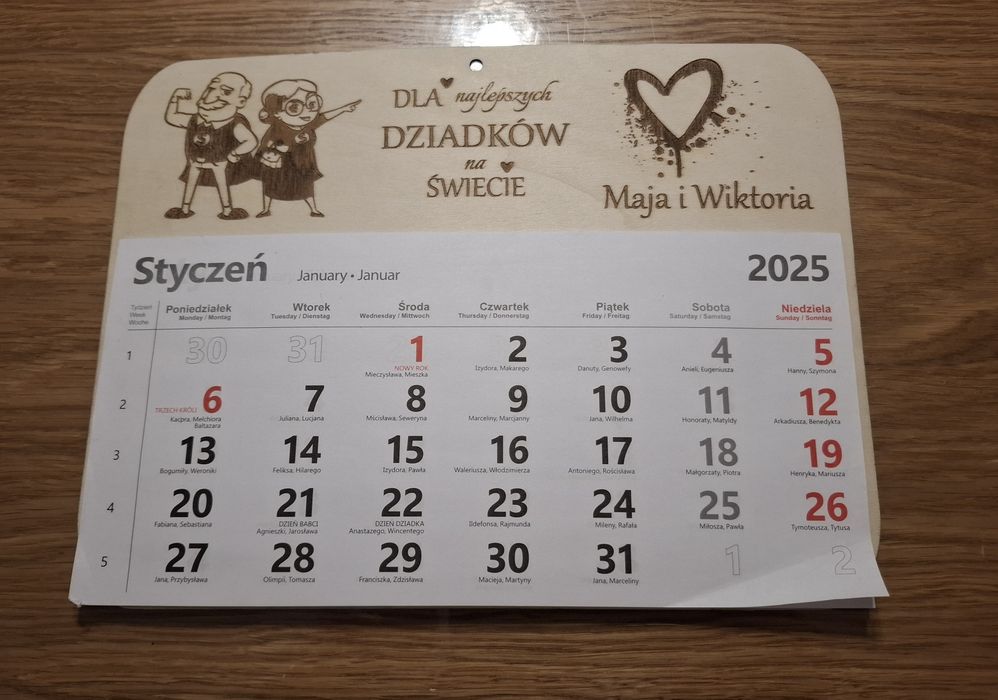 Kalendarz z okazji Dnia Babci i Dziadka