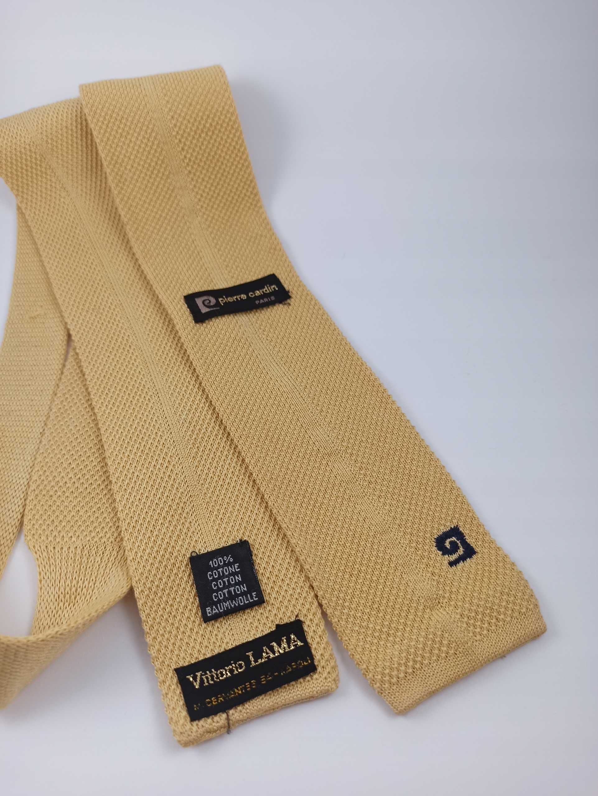 Pierre Cardin Żółty bawełniany krawat knit pc11