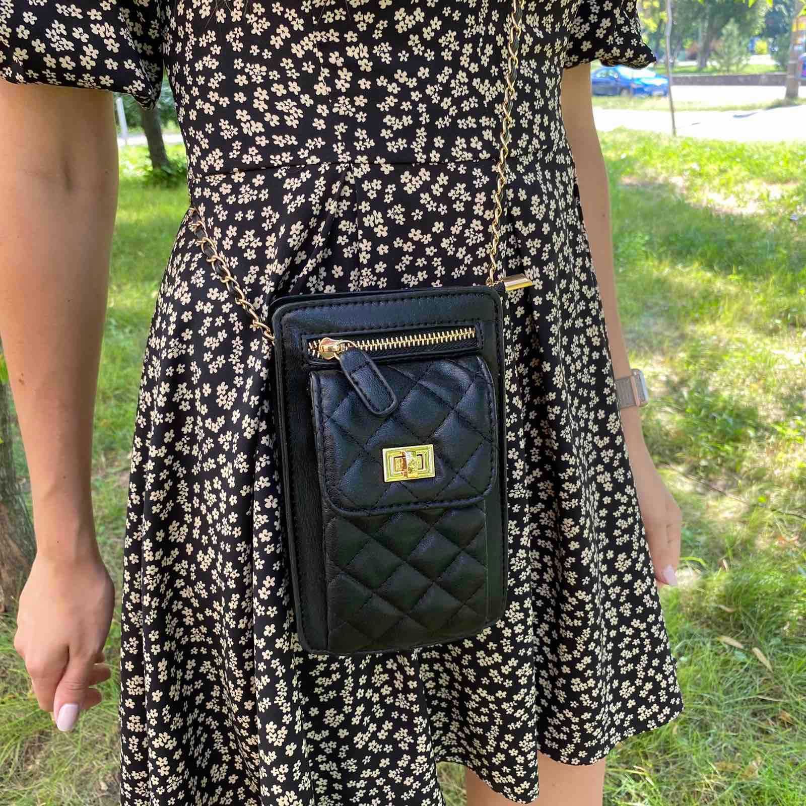 Женская мини сумочка клатч с цепочкой стеганая жіноча маленькая сумка