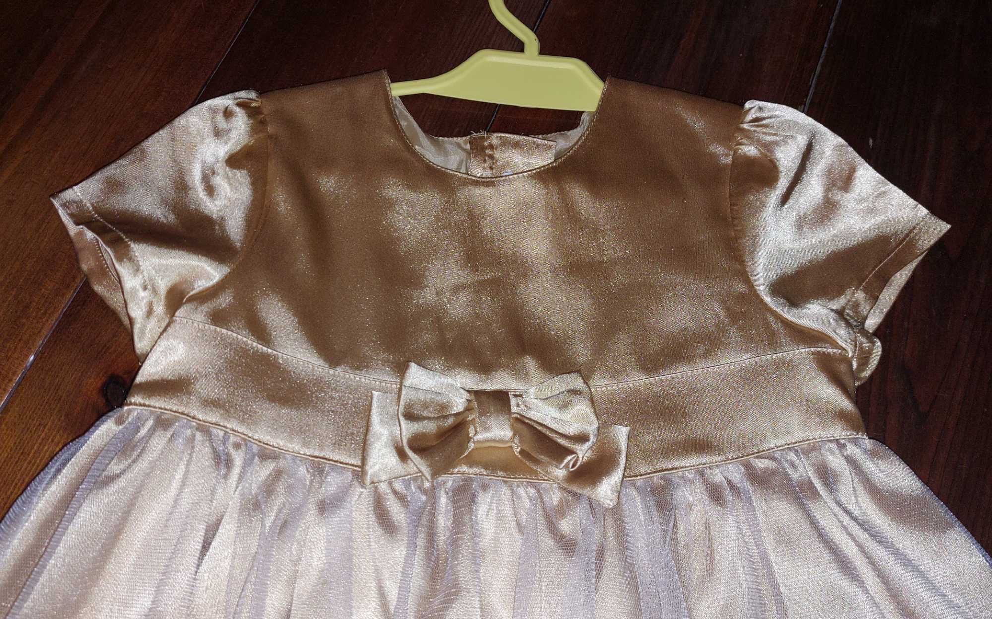 H&M, Elegancka złota sukienka dla dziewczynki, rozmiar 86