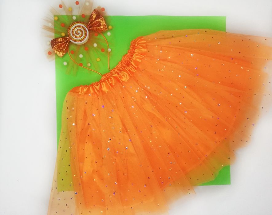 Помаранчева спідничка,оранжевая юбка,костюм білочки,лисички,мандаринки