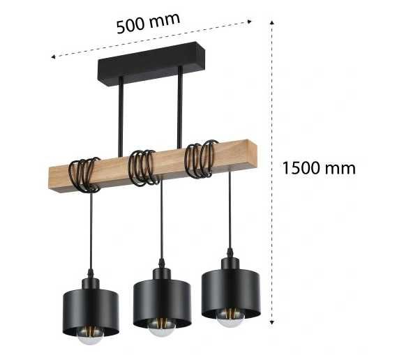 Lampa wisząca – żyrandol 3xE27 czarna, nowoczesna