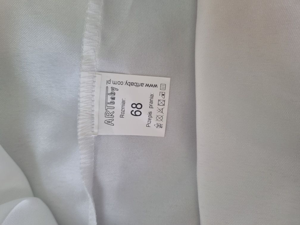 Komplet na chrzet Sukienka na chrzest 68 na lato krotki rękaw bolerko
