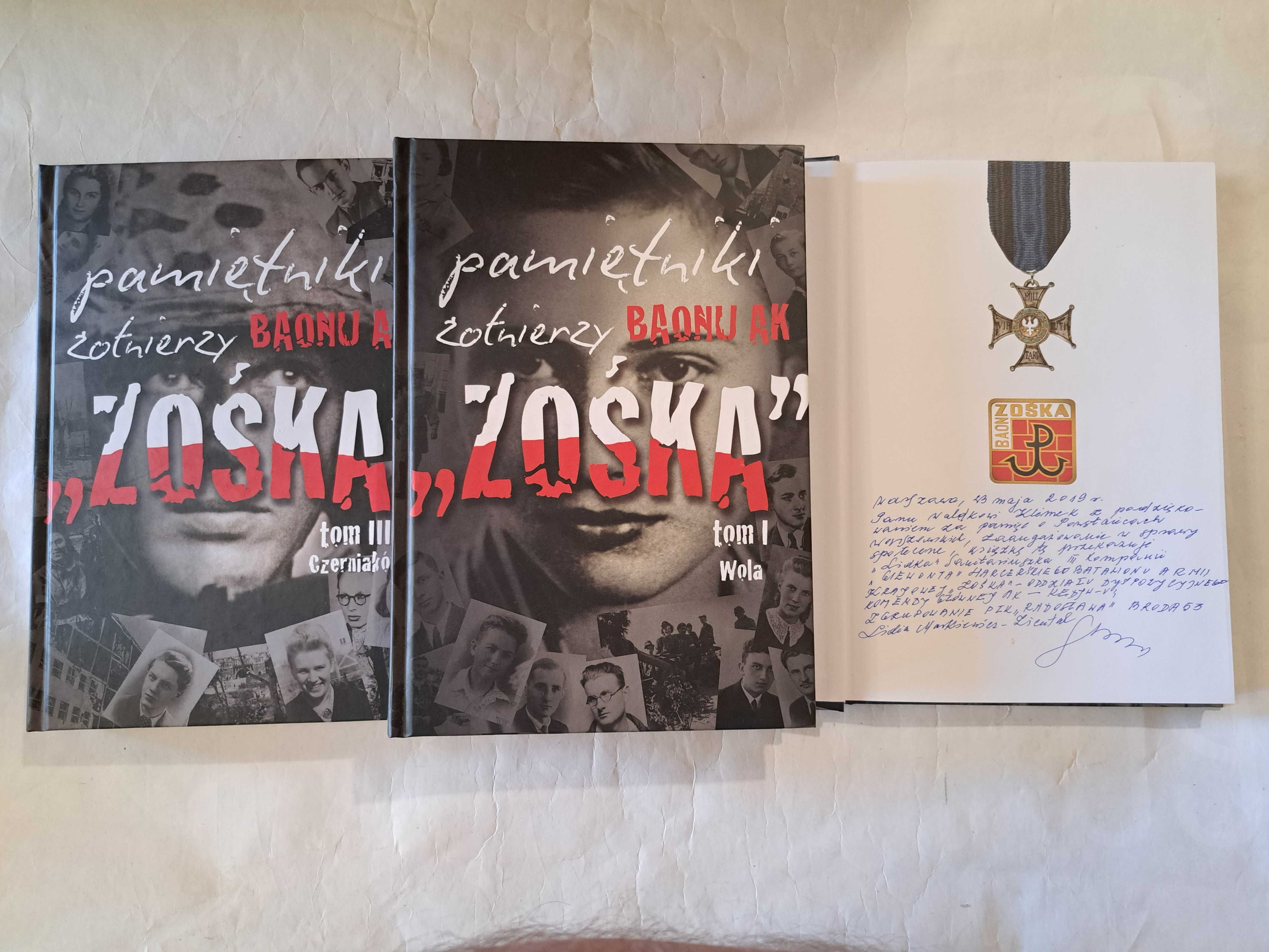 Pamiętniki Żołnierzy Baonu AK  Zośka Tom I/III Autograf L. Markiewicz