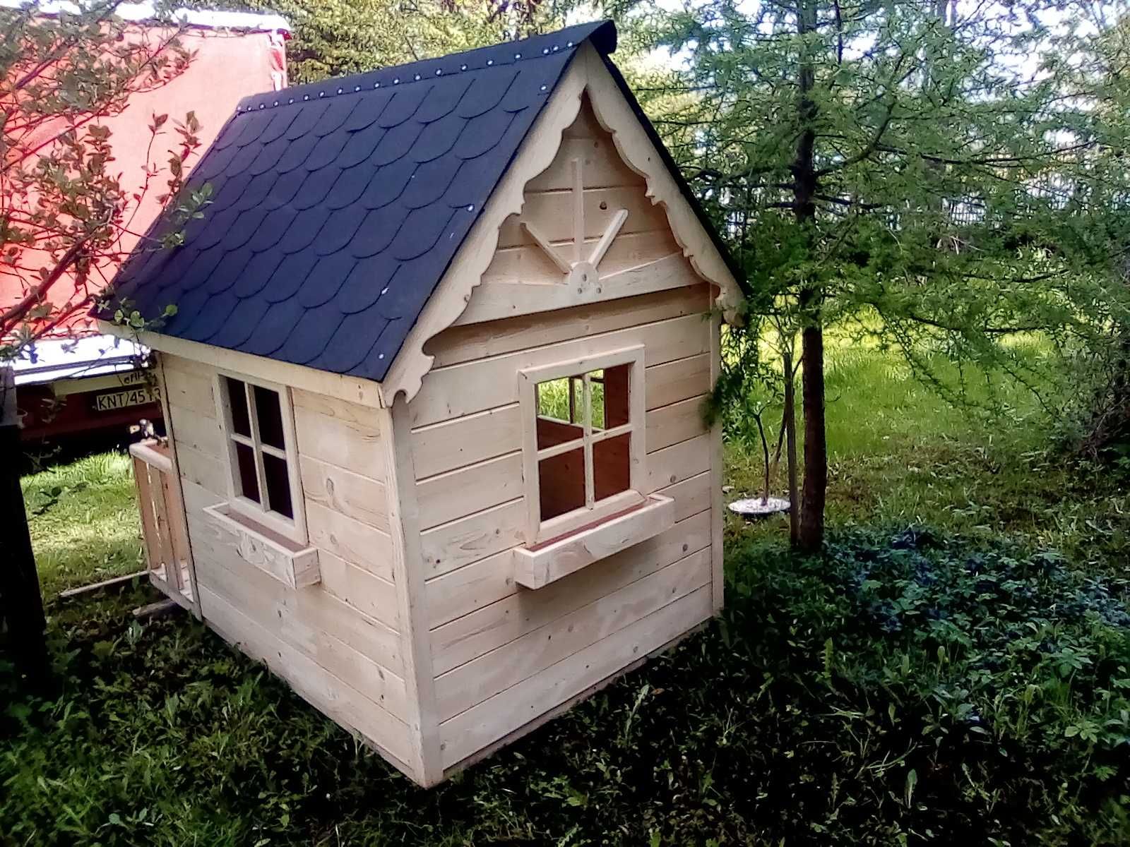 Ogrodowy domek drewniany dla dzieci , plac zabaw solidny Stolarz