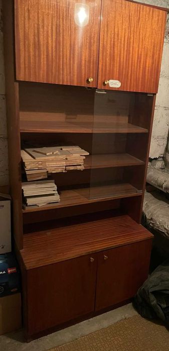 Drewniana szafka / szafa / witryna / biblioteczka PRL peerel