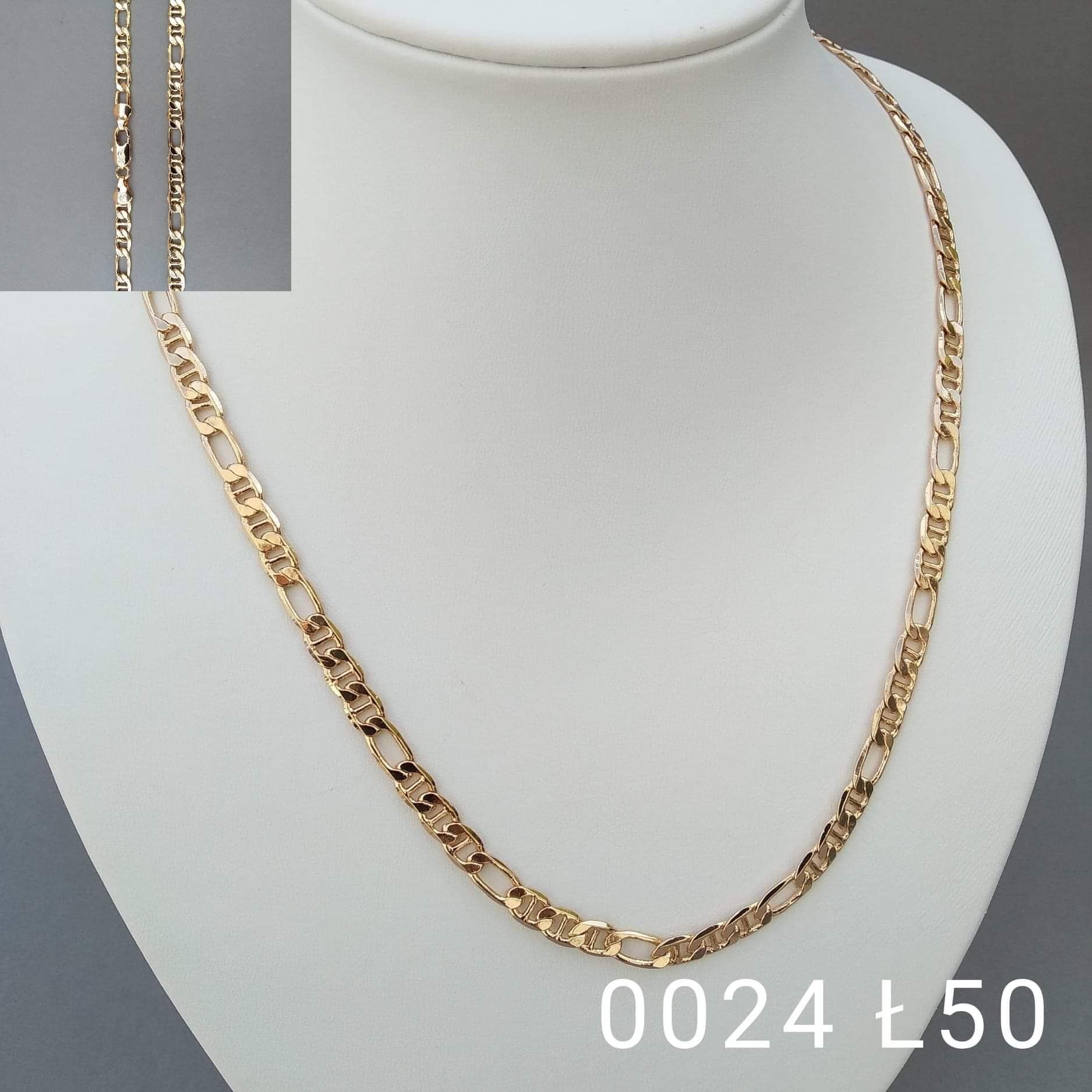 Łańcuszek 50 cm. Męski Styl! Stal Chirurgiczna pokryta złotem 14 K.