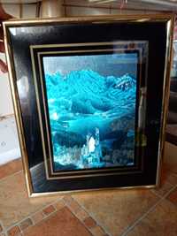 Obraz Niebieski z górami z Zamkiem w tle Nowy