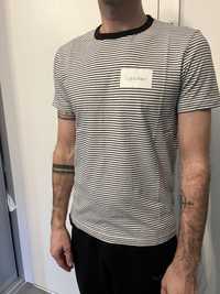 Calvin Klein t shirt w paski czarno biale i bluza hugo boss