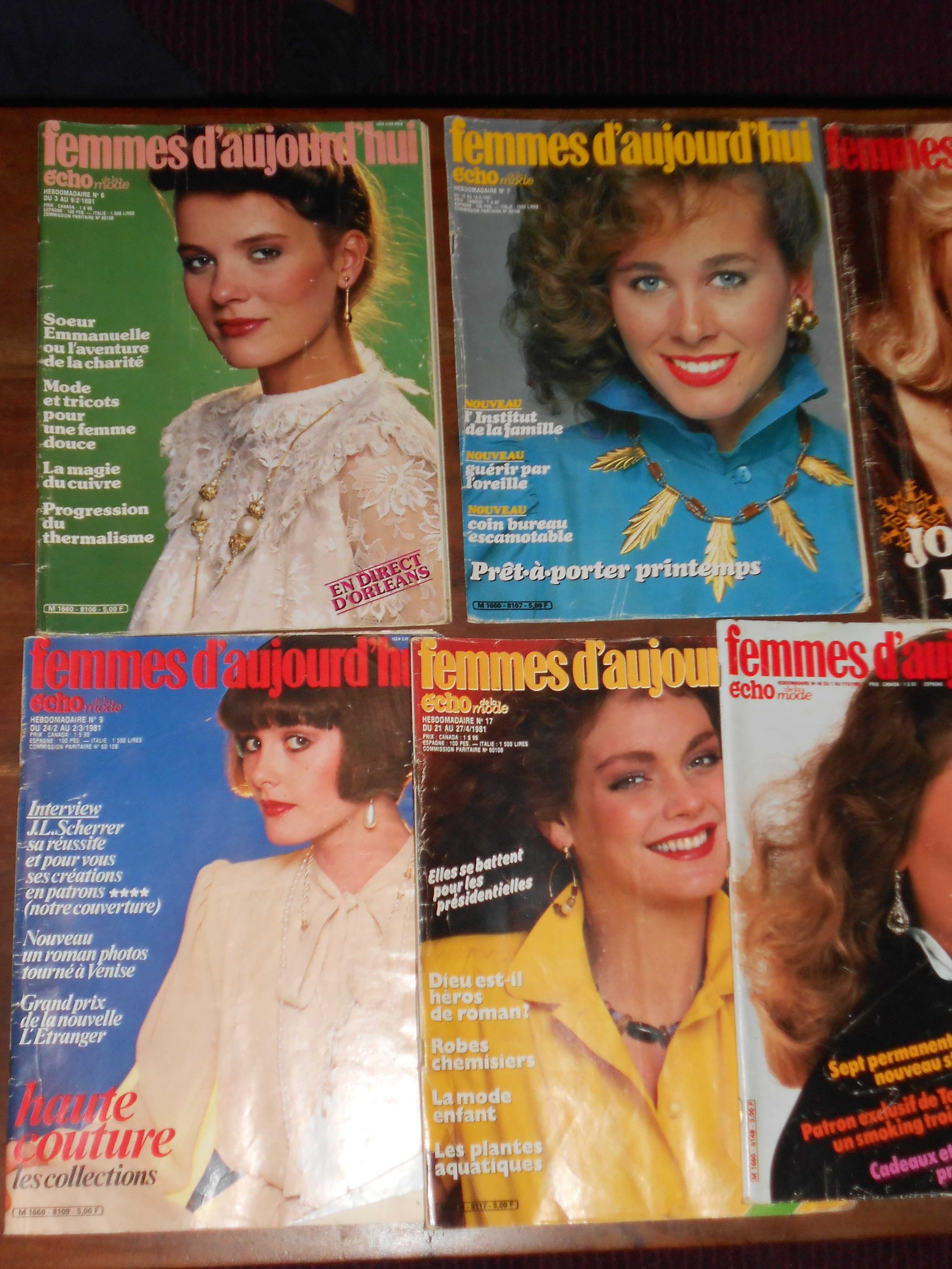 Revistas antigas vintage roupa moda Femmes Aujourdhui ano 1975 / 81