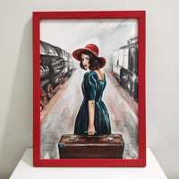 Картина в рамі дівчина поїзд подорож