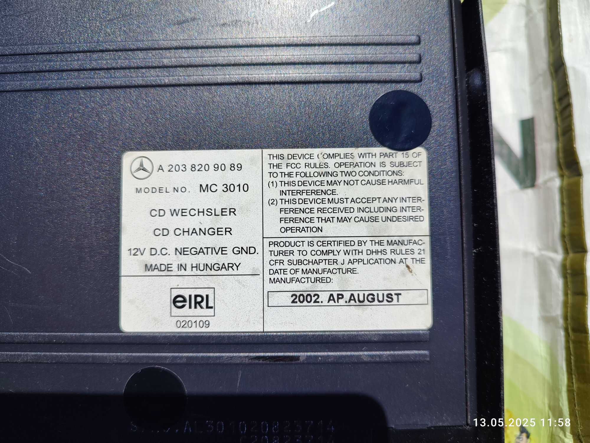 Model no. MC 3010 CD WECHSLER 2002 AP. AUGUST