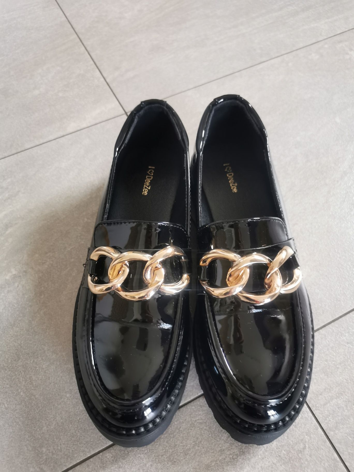Jak Nowe DeeZee 37 mokasyny Oksford buty przejściowe czarne lakierki