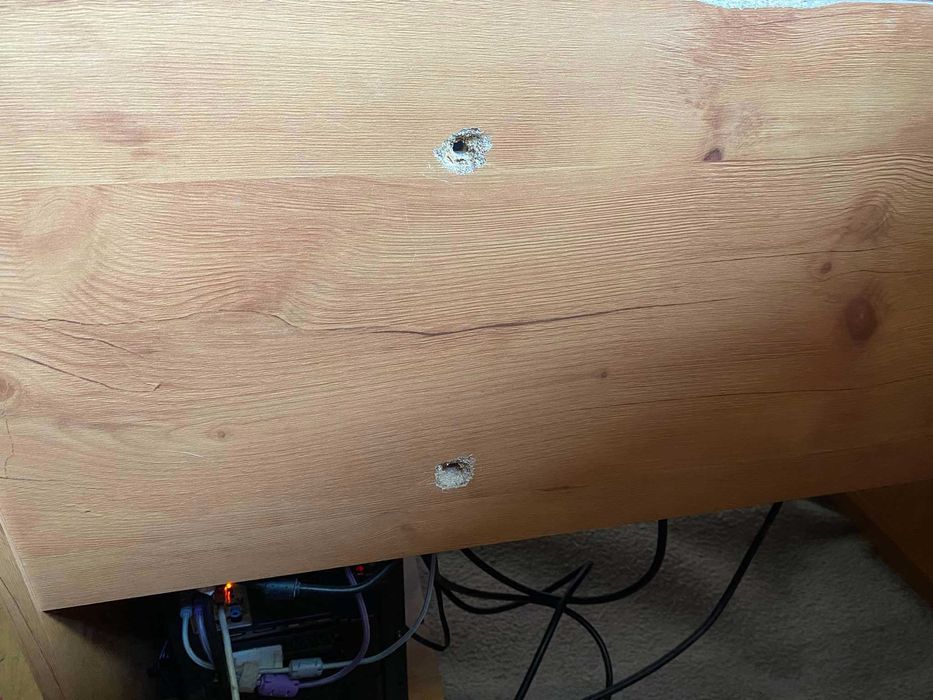 Zestaw mebli, komoda, szafa, biurko, 2 szafki wiszące