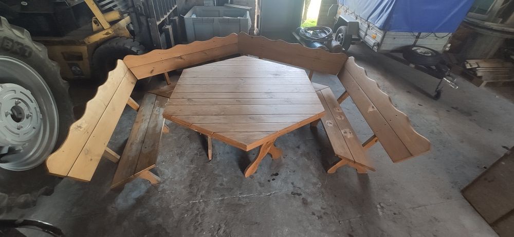 Meble ogrodowe stół 6katny 4 ławki