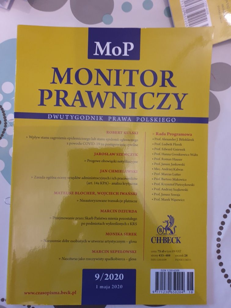 Monitor prawniczy 9,10,11 2020 C.H.Beck MoP