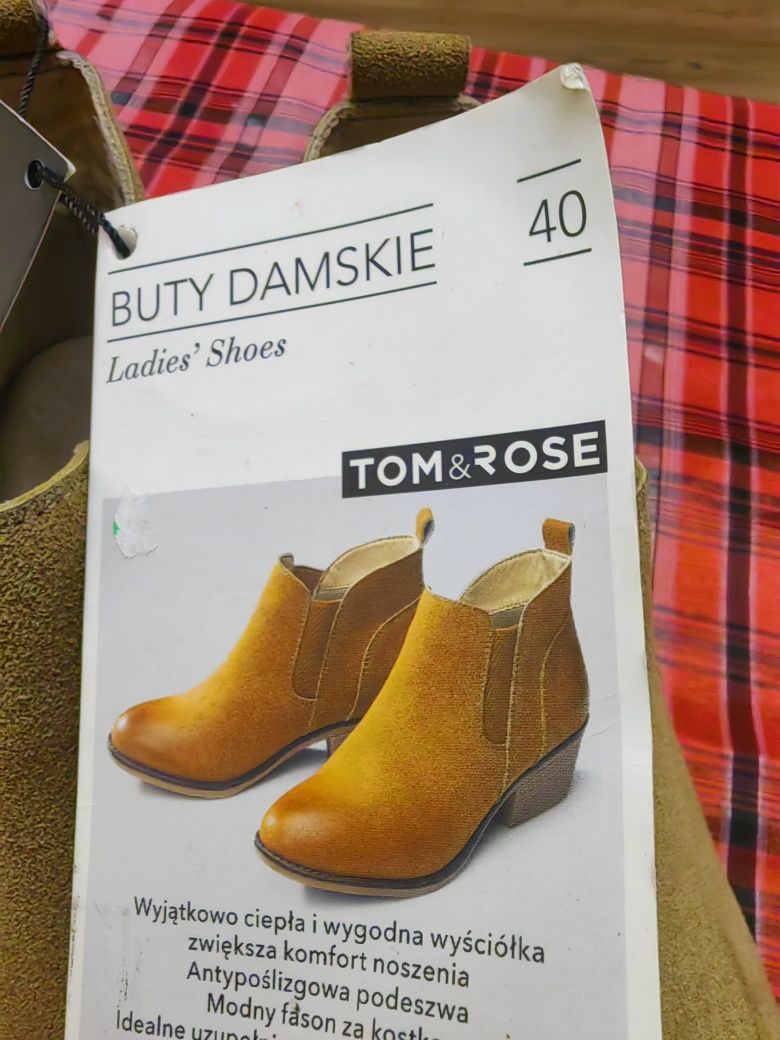 Buty Trzewiki damskie Tom&Rose rozm 40 Nowe