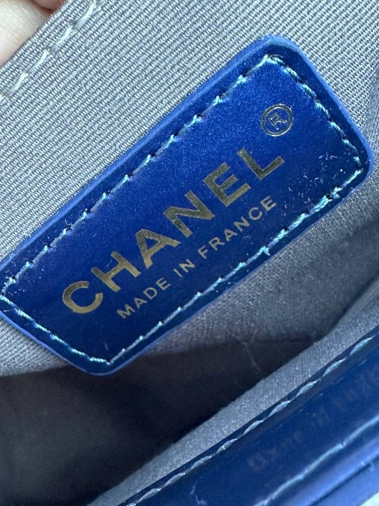Сумка брендовая Chanel boy оригинал кожа кожаная синяя