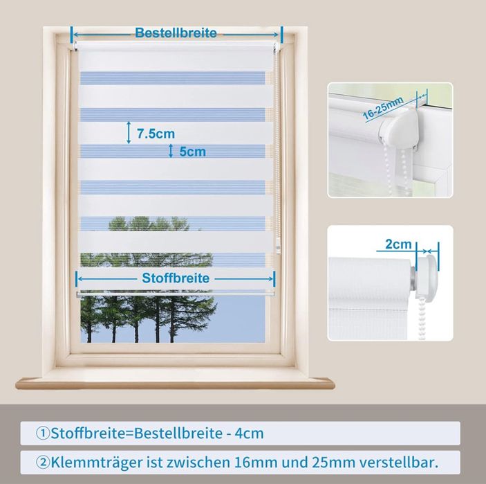 Eurohome Roleta bez wiercenia 120x150cm biało-czarna
