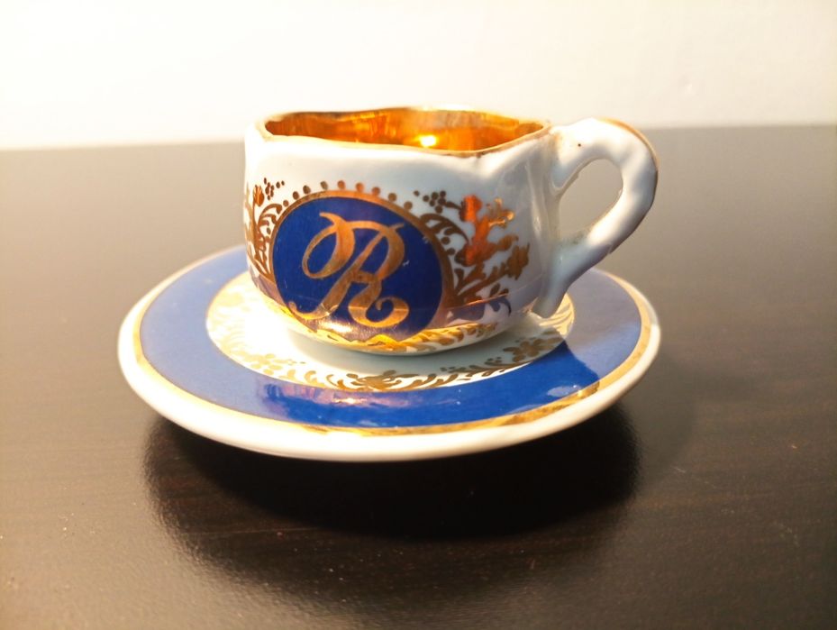 chavena e pires de porcelana de coleção -  Aveiro -  pintada a mão