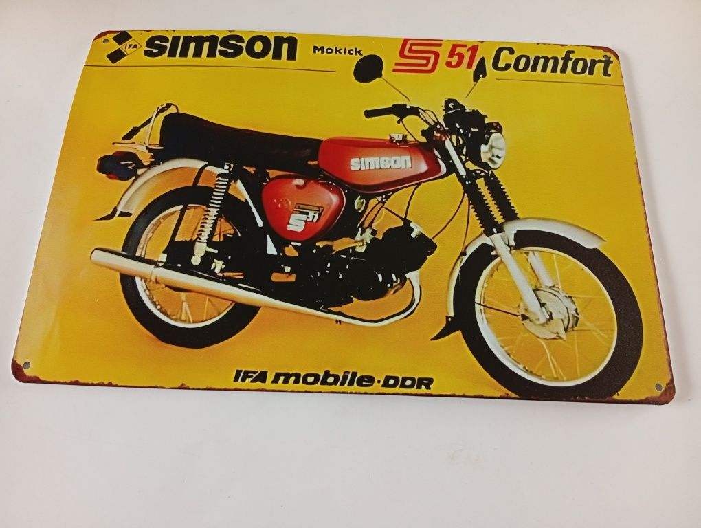 Tablica metalowa do powieszenia Simson S51 motor 20x30 cm