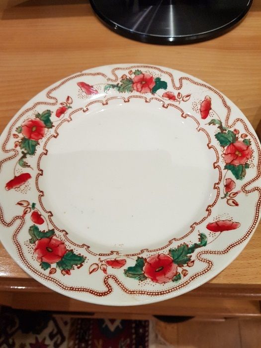Par de pratos antigos Massarelos (papoilas vermelhas) - pintados à mão