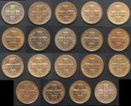 Lote de 19 moedas de X centavos bronze - Portugal