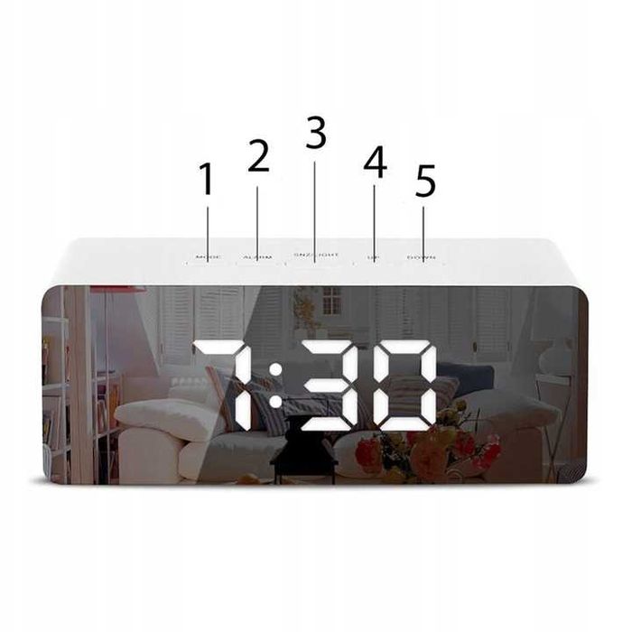 Duży Budzik CLK-05 Elektroniczny LED  Nowoczesny Stojący Termometr