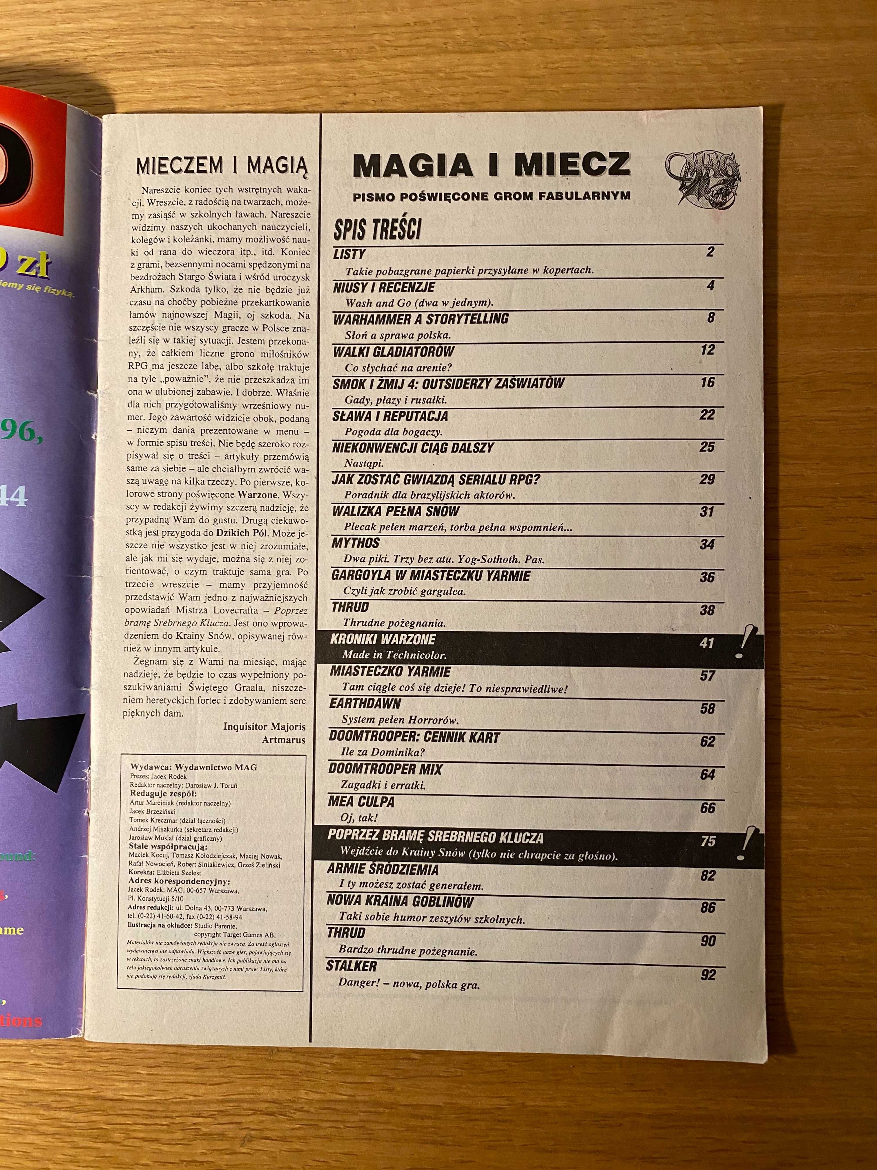 "MAGIA I MIECZ" magazyn gier fabularnych nr 9 (33) / 96 UNIKAT !!!