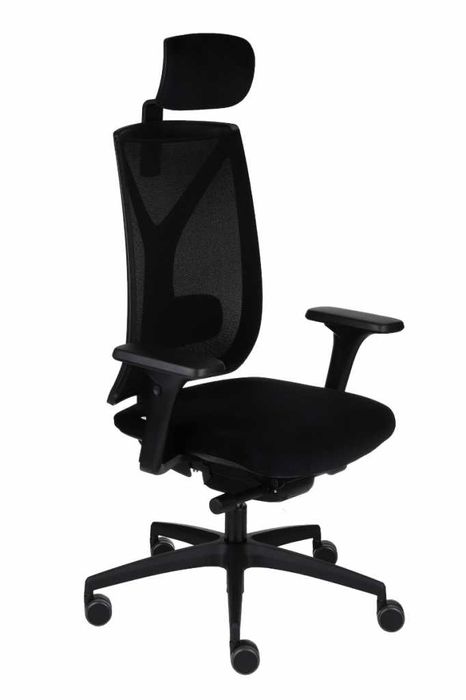 Fotel biurowy ergonomiczny Grospol Valio BS HD czarny - NOWY