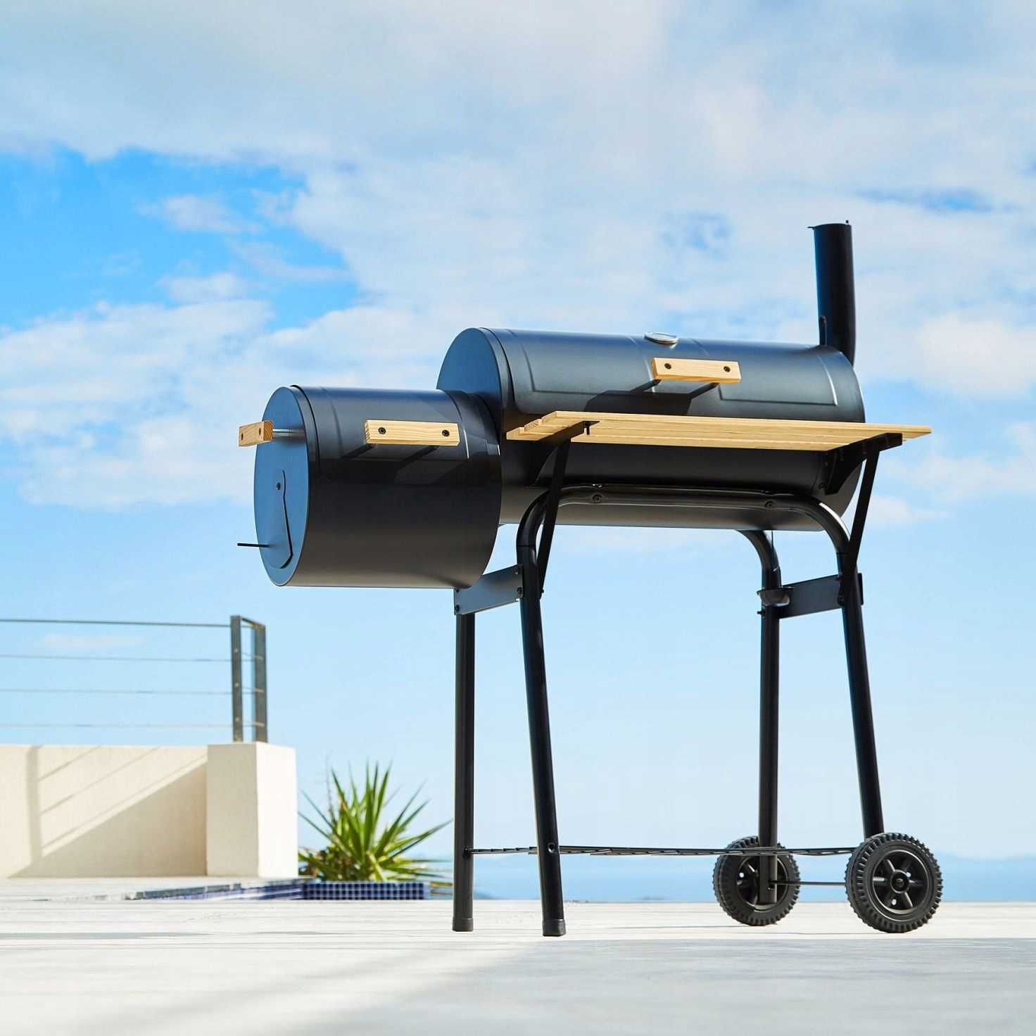 GRILLMEISTER Grill węglowy z wędzarnią termometr pokrywa półka ruszt