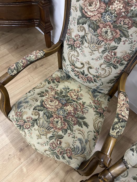 Fotele stylowe komplet dwie sztuki gobelin