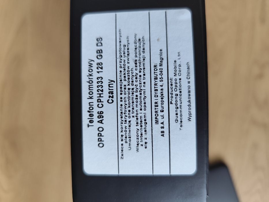 OPPO A96 6/128GB czarny nowy