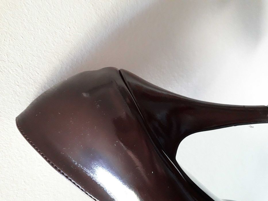 Brązowe buty czółenka szpilki na platformie rozmiar 38 - vintage retro