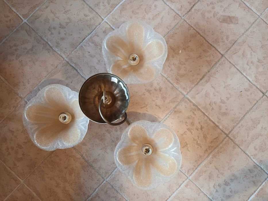 Żyrandol szklany, lampa wisząca klosz kwiat