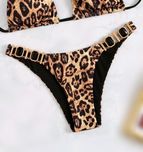 Bikini dół stroju kąpielowego panterka kamienie L.