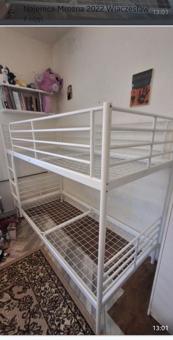 Łóżko piętrowe białe ikea 90x200 używane  500 zl