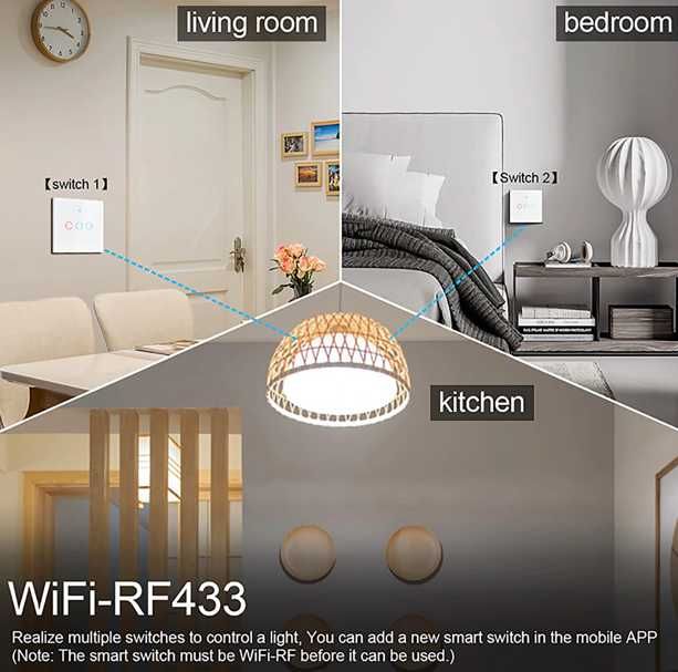 Włącznik do światła - dotykowy - WiFi - podwójny - TUYA - NOWY - 7szt