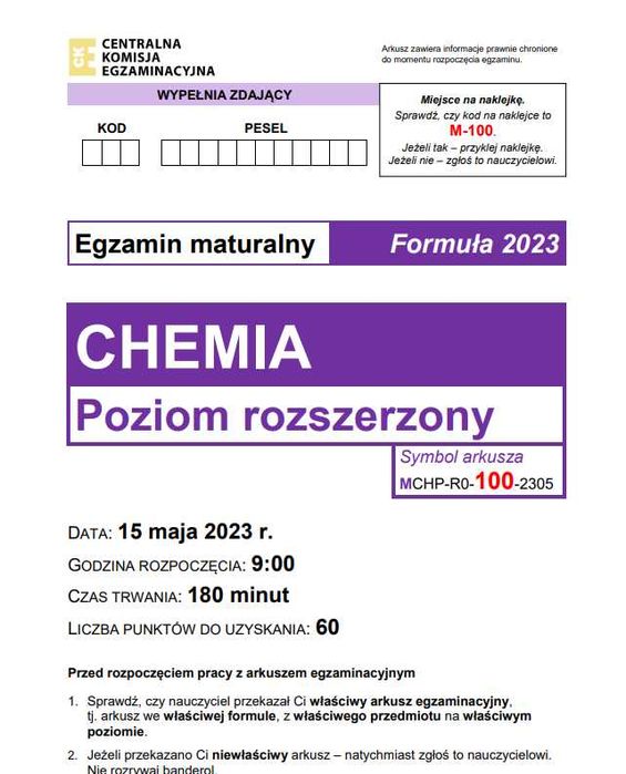 Korepetycje maturalne - przygotowanie do matury z chemii rozszerzonej