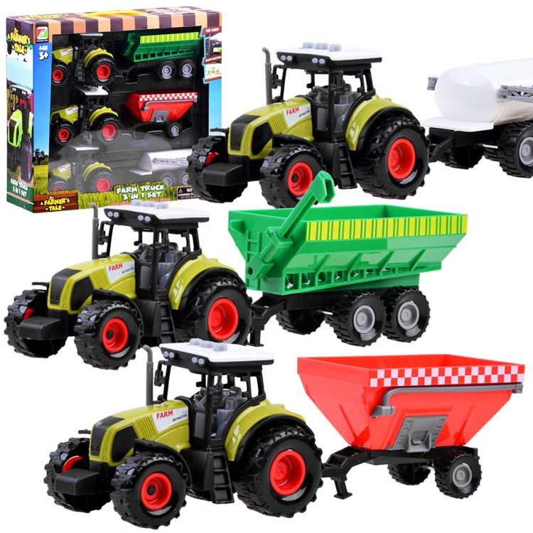 Zestaw 3 x Traktor + przyczepa dla farmera ZA3908