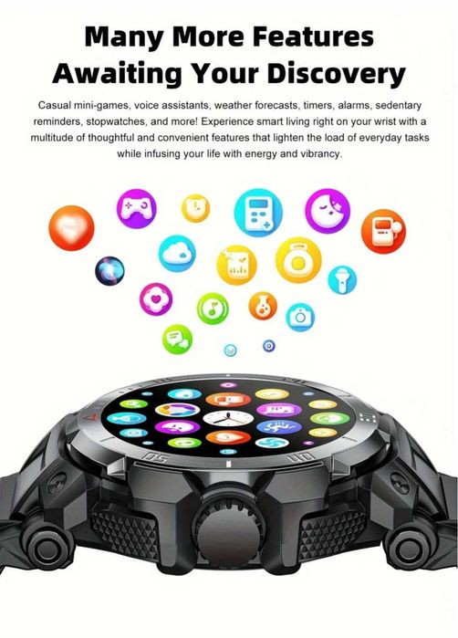 Smartwatch męski ze słuchawkami LONZERUI G-SHOCK Inteligentny 2w1 NOWY