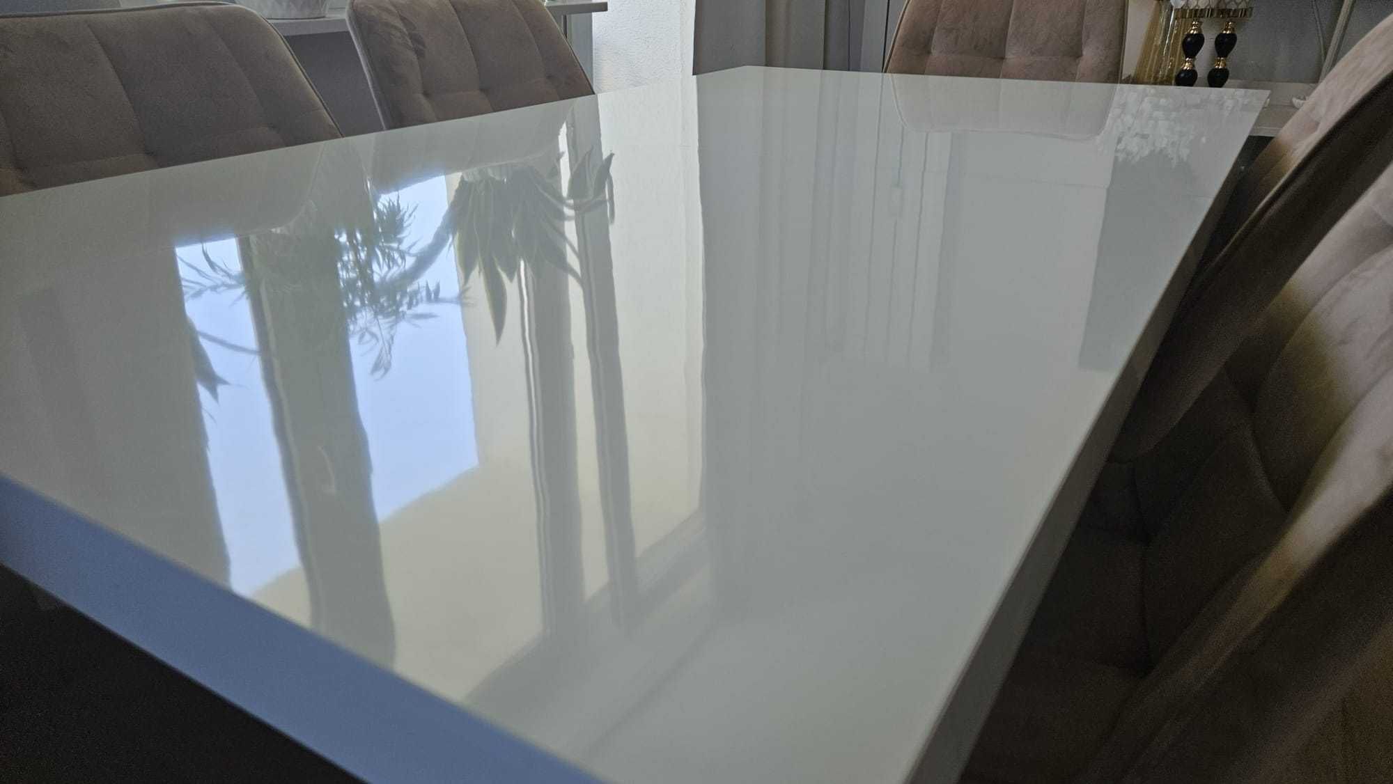 Prostokątny stół rozkładany MOZART 140x80x75 biały wysoki połysk