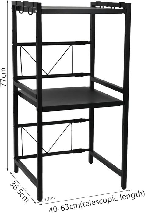 Metalowy regulowany regał pod mikrofalówkę.