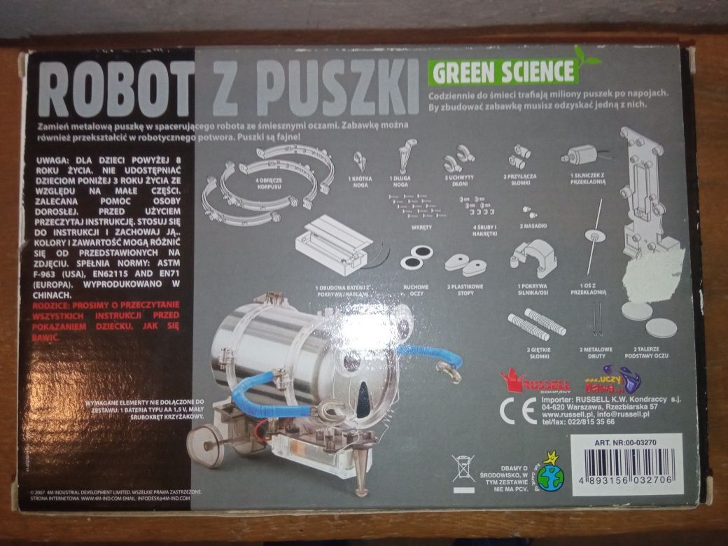 robot z puszki mechanika i zabawa 8+